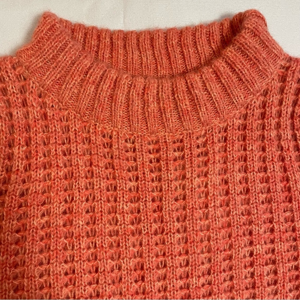 NWT New Anthropologie Field of Flowers Wool Blend Orange Sweater Size S - Picture 9 of 13